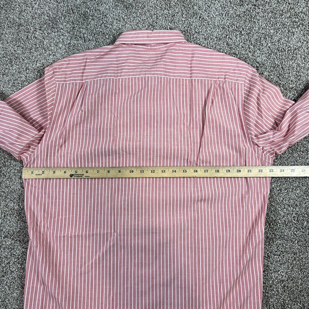 Sewn For J Crew Shirt Mens Large Pink Stripe Button Up 2 Ply Prep Classic - Picture 12 of 13